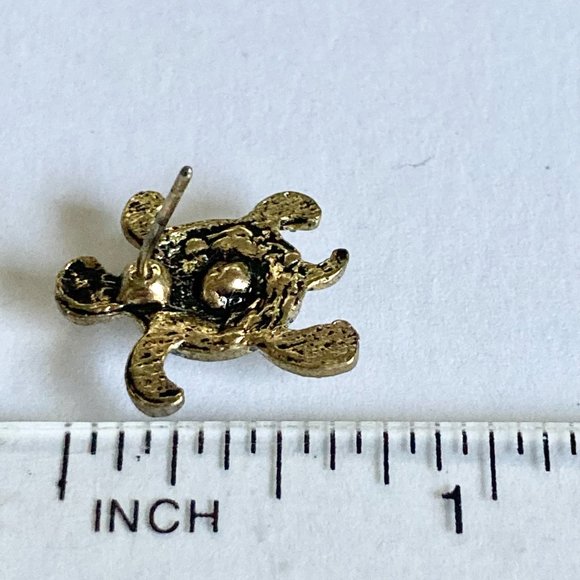 Crystal Sea Turtle Post Earrings Gold Tone Plated Nautical Island Beach Dainty - Picture 12 of 12